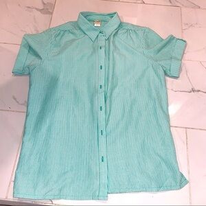 Green sear sucker button down